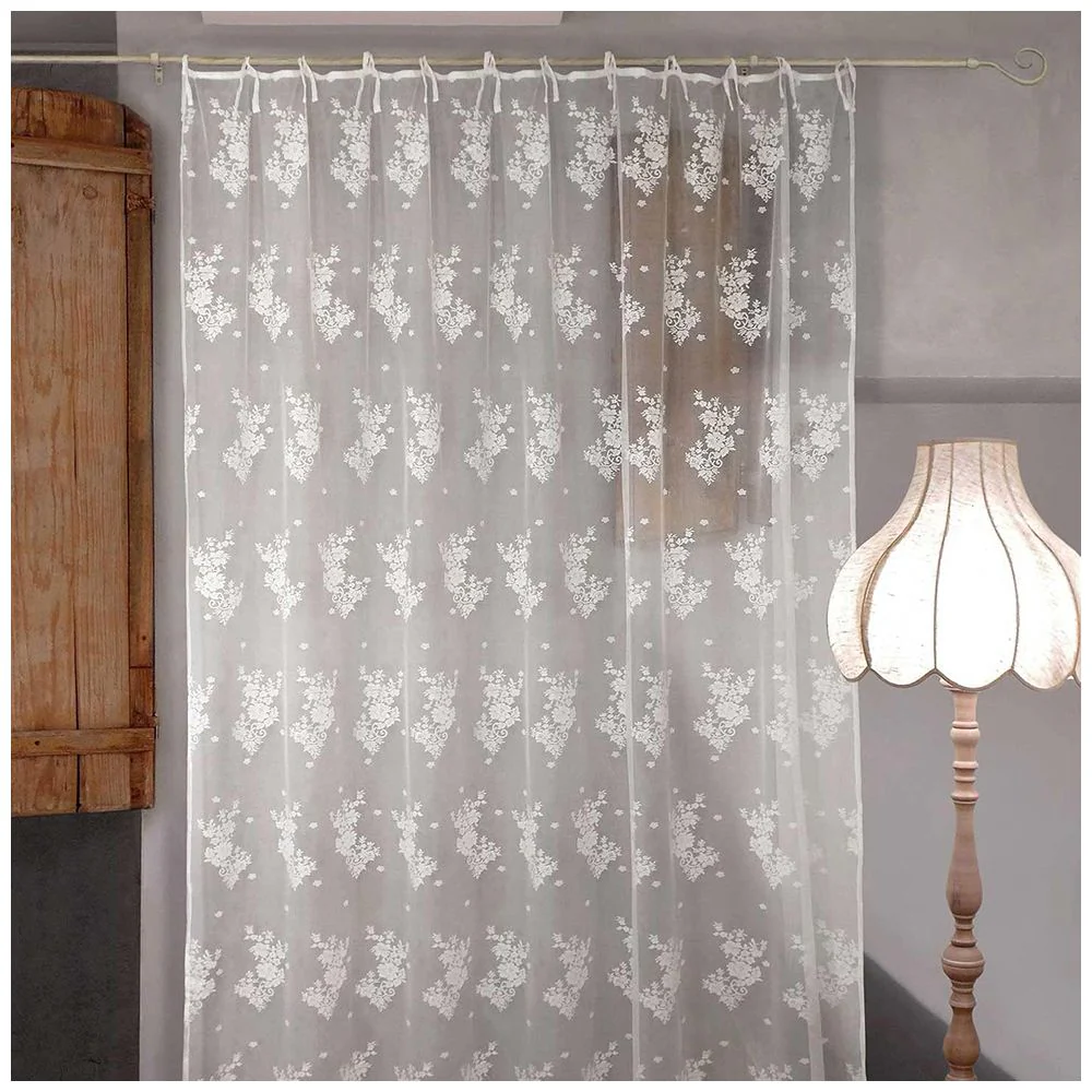 L'ATELIER 17 Tendina vetrage finestra camera da letto o cucina in total pizzo con ricamo floreale, Collezione Sunset Shabby Chic 60x240 cm 3 varianti - Image 3