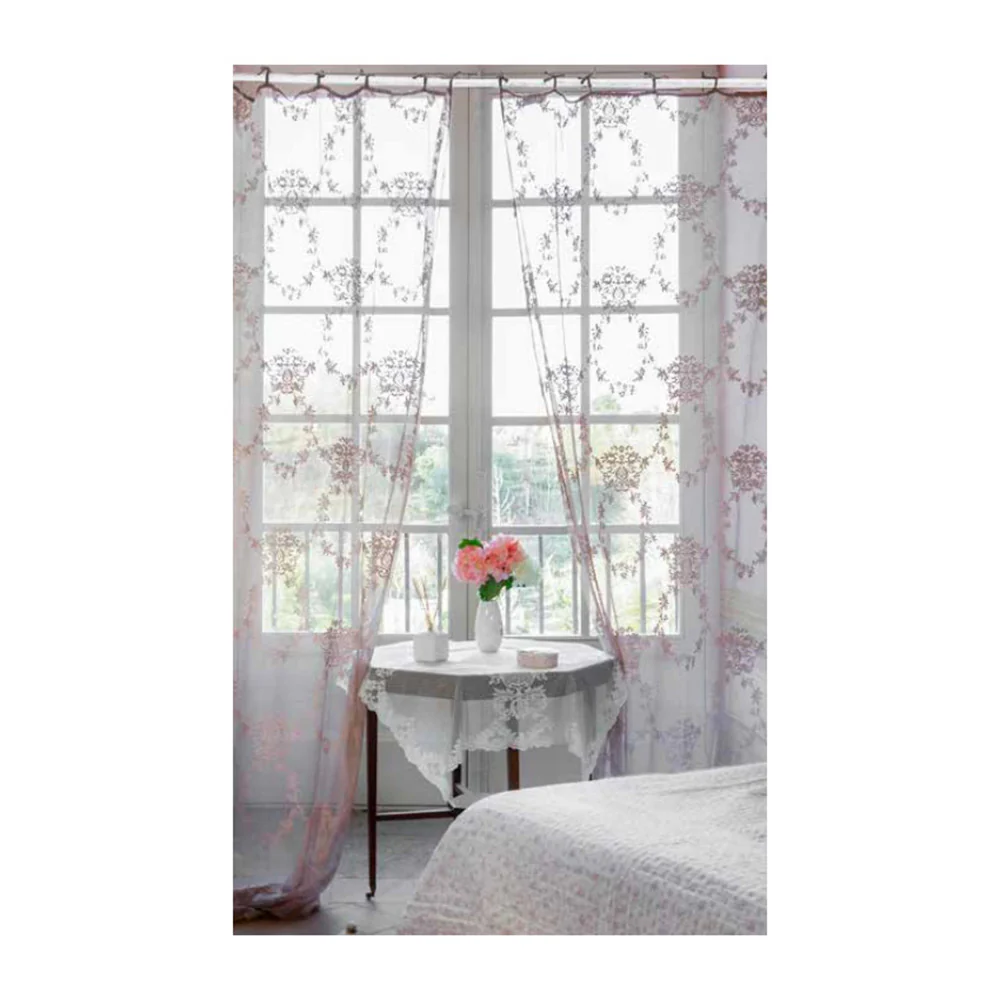 L'ATELIER 17 Tendone camera da letto, tenda in total pizzo con ricami damascati, Collezione "Aurore" Shabby Chic 300x290 cm 3 varianti - Image 3