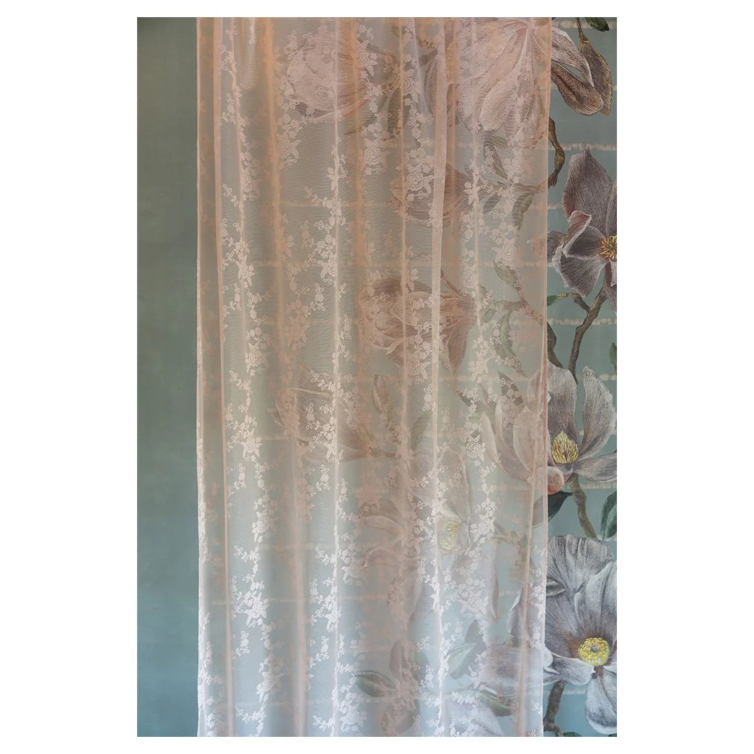 L'ATELIER 17 Tendone camera da letto, tenda in total pizzo con rose ricamate, Collezione "CIEL" Shabby Chic 3 varianti 300x290 cm - Image 5