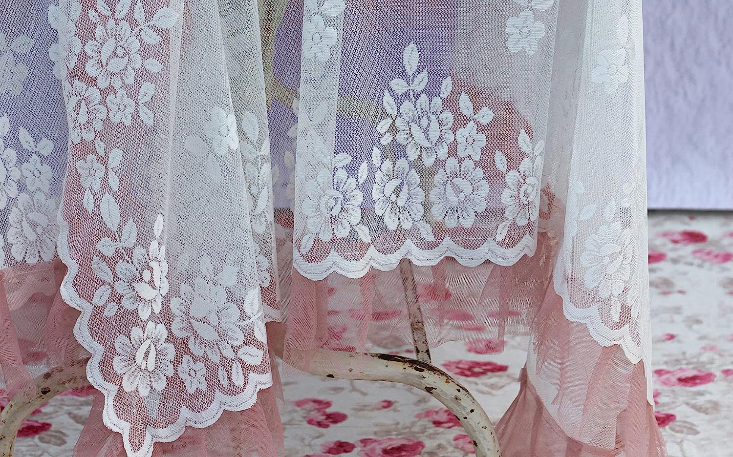 L'ATELIER 17 Tovaglia da cucina in pizzo e tulle Shabby Chic "Andromeda" 160x280 cm 6 varianti - Image 5