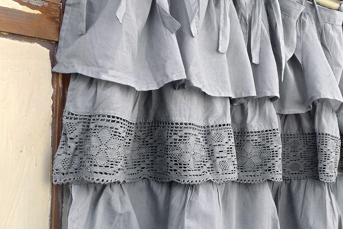 L'ATELIER17 Mantovana per tenda a pannello da camera da letto in pure cotone con ricami a uncinetto, Collezione "Etoile crochet" Shabby Chic 5 varianti 140x60 cm - Image 7