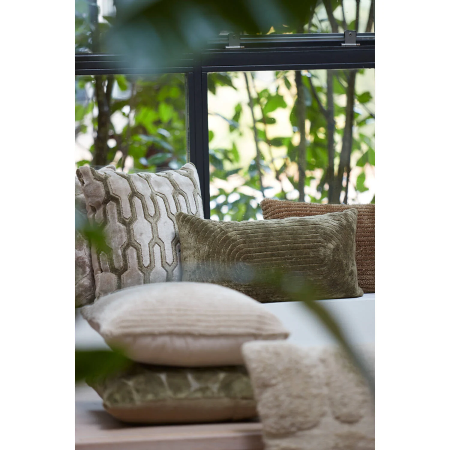 Light & Living Cuscino arredo sabbia/verde oliva "Jembana" 45x45 cm - Image 3