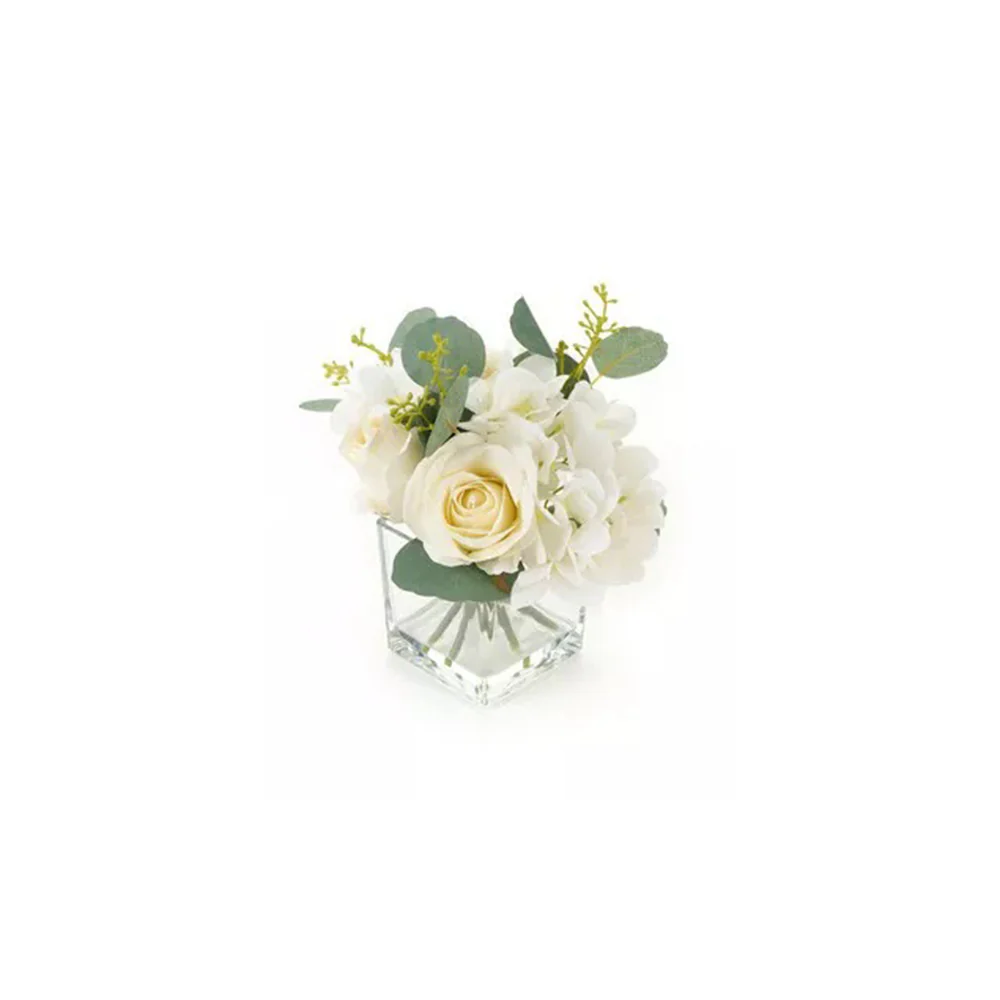 Nuvole di Stoffa Bouquet rose artificiali in vaso vetro H21 cm 2 varianti(1 unità) - Image 2