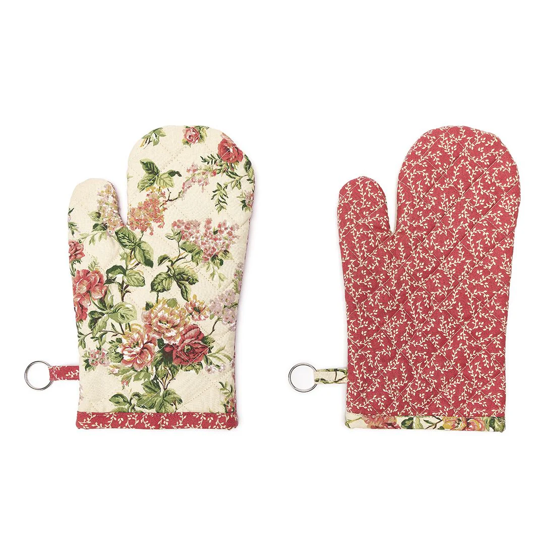 NUVOLE DI STOFFA Guantone cucina da forno EMILY a fiori cotone rosa 19x32 cm - Image 3