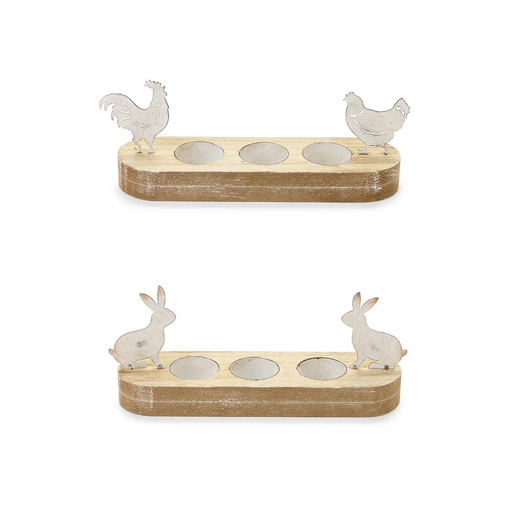 NUVOLE DI STOFFA Portauova in legno Shabby Chic Clarissa 2 varianti 18x11x7 cm