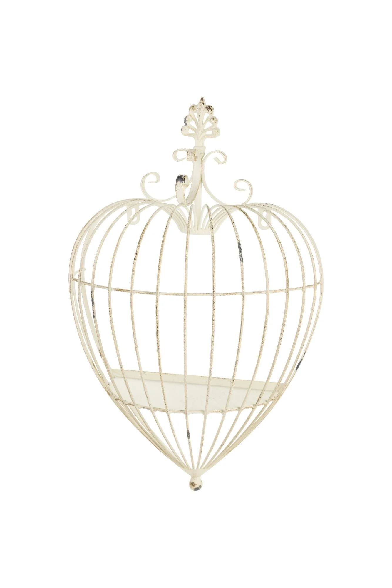 Nuvole di Stoffa Set 2 Gabbie Cuore portafiori in metallo anticato crema da parete "Fiorirà" 48/72 cm - Image 3