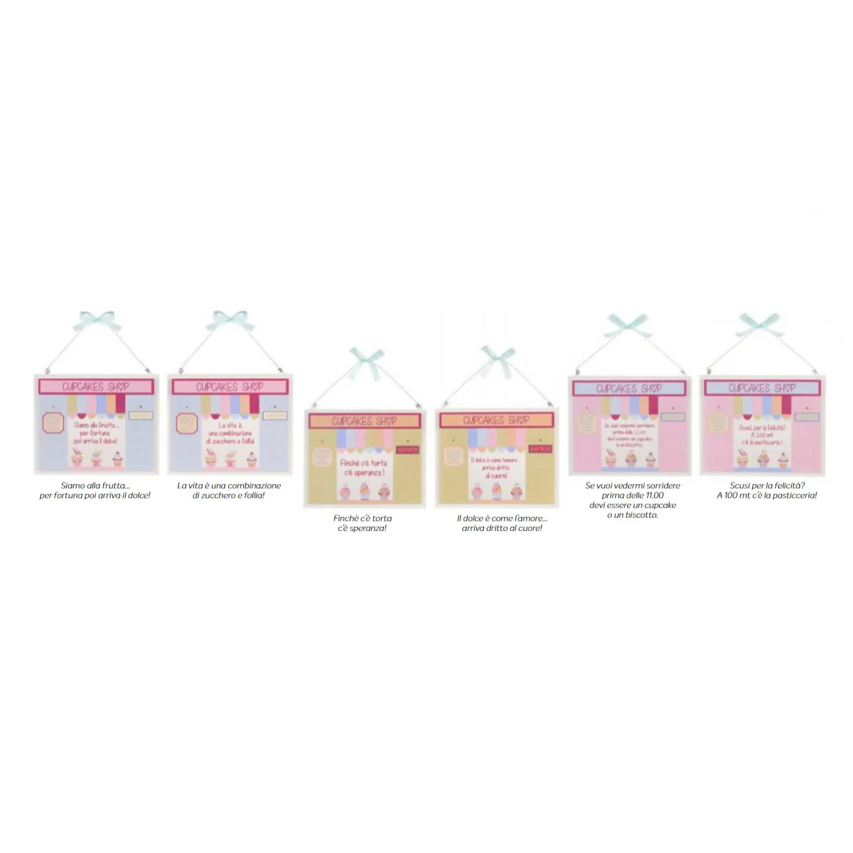 NUVOLE DI STOFFA Targhetta con frase CUPCAKE 6 varianti rosa 18x1,4x15 cm - Image 2