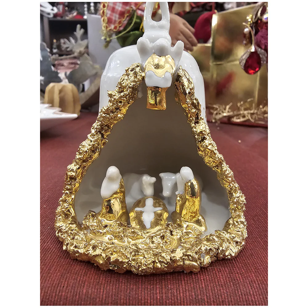 Sbordone Campana con natività in porcellana artigianale D9xH13 cm - Image 2
